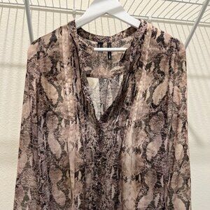 Woman’s Lightweight Cotton Blouse Print Snake Mango Size: S